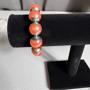 Elegant Coral and Silver Beaded Costume Bracelet | Offers & Bundles Welcome!